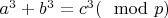 $a^{3}+ b^{3}=c^{3}(\mod p)$