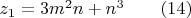 $z_1=3m^2n+n^3 \qquad (14)$