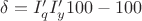$\delta=I'_qI'_y{100}-100$
