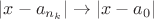 $|x - a_{n_k}| \to |x-a_0|$