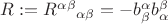 $R: = {R^{\alpha \beta }} _{\alpha \beta } = - b_\beta ^\alpha b_\alpha ^\beta $ $R: = {R^{\alpha \beta }} _{\alpha \beta } = - b_\beta ^\alpha b_\alpha ^\beta $
