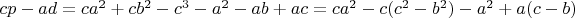 $cp-ad=ca^2+cb^2-c^3-a^2-ab+ac=ca^2-c(c^2-b^2)-a^2+a(c-b)$