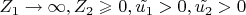 $Z_1 \to \infty, Z_2 \geqslant 0, \tilde{u_1} > 0, \tilde{u_2} > 0$