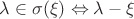 $\lambda\in\sigma(\xi)\Leftrightarrow  \lambda-\xi$