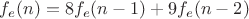 $f_e(n)=8f_e(n-1)+9f_e(n-2)$