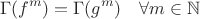 $$
\Gamma(f^m)=\Gamma(g^m)\quad \forall m\in \mathbb N
$$