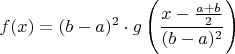 $f(x)=(b-a)^2\cdot g\left(\dfrac{x-\frac{a+b}{2}}{(b-a)^2}\right)$