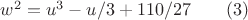 $w^2=u^3-u/3+110/27\qquad(3)$