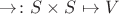 $\rightarrow\colon S\times S\mapsto V$