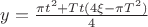 $y=\frac{\pi t^2 + Tt(4\xi-\pi T^2)}{4}$