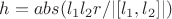 $h=abs(l_1l_2r/|[l_1,l_2]|)$