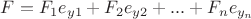 $F = F_1 e_{y1} + F_2 e_{y2} + ... 
+ F_n e_{y_n}$