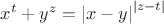 $x^t+y^z=\left| x-y\right|^{\left|z-t \right|}$