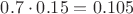 $0.7\cdot 0.15=0.105$