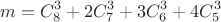 $$m = C_8^3 + 2C_7^3 + 3C_6^3 + 4C_5^3$$