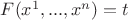 $F(x^1,...,x^n)=t$