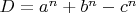 $D=a^n+b^n-c^n$