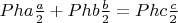 $P ha \frac{a}{2}+P hb \frac{b}{2}=P hc \frac{c}{2}$
