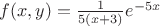 $f(x,y)= \frac{1}{5(x+3)}e^{-5x}$