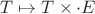 $T \mapsto T \times \cdot E$
