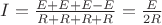 $I=\frac{E+E+E-E}{R+R+R+R}=\frac E{2R}$