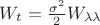 ${W_t} = \frac{{{\sigma ^2}}}{2}{W_{\lambda \lambda }}$