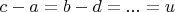 $c-a=b-d=...=u$