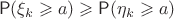 $$ \mathsf P(\xi_k \geqslant a) \geqslant \mathsf P(\eta_k \geqslant a)$$