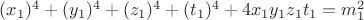 $(x_1)^4+(y_1)^4+(z_1)^4+(t_1)^4+4x_1y_1z_1t_1=m_1^2$