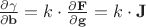 $\frac{\partial \bold \gamma}{\partial \bold b}=k\cdot\frac{\partial \bold F}{\partial \bold g}=k\cdot \bold J$