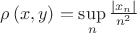 $\[\rho \left( {x,y} \right) = \mathop {\sup }\limits_n \frac{{\left| {{x_n}} \right|}}
{{{n^2}}}\]$