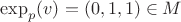 $\exp_p(v) = (0,1,1) \in M$