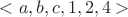 $<a, b, c, 1, 2, 4>$