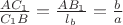 $\frac{AC_1}{C_1B}= \frac {AB_1}{l_b}=\frac b a$