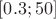 $[0.3 ; 50]$
