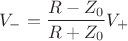 $$V_-=\frac{R-Z_0}{R+Z_0}V_+$$