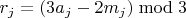 $r_j=(3a_j-2m_j)\bmod 3$