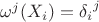 $\omega^j(X_i)={\delta_i}^j$ $\omega^j(X_i)={\delta_i}^j$