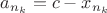 $a_{n_k} = c - x_{n_k}$