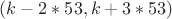 $(k-2*53,k+3*53)$ $(k-2*53,k+3*53)$