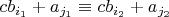 $c b_{i_1}+a_{j_1} \equiv c b_{i_2}+a_{j_2}$