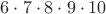 $6\cdot 7\cdot 8\cdot 9\cdot 10$