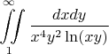 $$\iint\limits_{1}^{\infty}\frac{dxdy}{x^4y^2\ln(xy)}$$