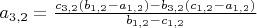 $a_{3,2}=\frac{c_{3,2}(b_{1,2}-a_{1,2})-b_{3,2}(c_{1,2}-a_{1,2})}{b_{1,2}-c_{1,2}}$