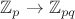 $\mathbb{Z}_{p}\to\mathbb{Z}_{pq}$