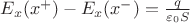 $E_x(x^{+})-E_x(x^{-})=\frac{q}{\varepsilon_0 S}$