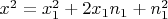 $x^2=x_1^2+2x_1n_1+n_1^2$