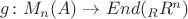 $g\colon M_n(A)\to End(_RR^n)$
