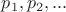 $p_1,p_2,...$