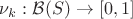 $\nu_k: \mathcal{B}(S) \rightarrow [0,1]$